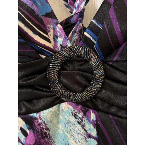XOXO Womens Multicolor Maxi Dress Formal Gown Purple Black Medium - Picture 11 of 16